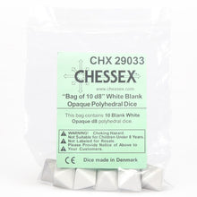 d8 Bag Opaque Blank White (10) By Chessex Manufacturing