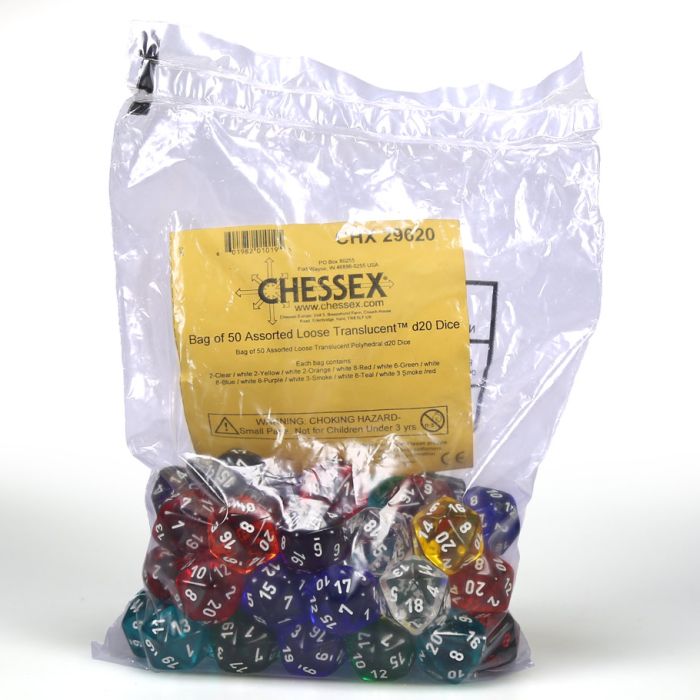 D20 Bag Translucent (50) - Cats In Hat Inc.