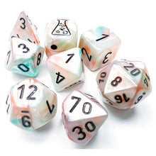 7-Set Tube Lab Dice Lustrous Luminary Sea Shell with Black By Chessex Manufacturing