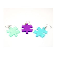 Hook Earrings Borealis Puzzle Piece Pair (Assorted Dice Colors) - Cats In Hat Inc.