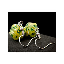 Hook Earrings Marble Green Mini D20 Pair - Cats In Hat Inc.