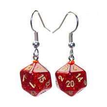 Hook Earrings Glitter Ruby Mini D20 Pair - Cats In Hat Inc.