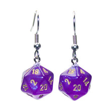 Hook Earrings Borealis Royal Purple Mini D20 Pair - Cats In Hat Inc.