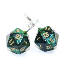 Stud Earrings Scarab Jade Mini D20 Pair - Cats In Hat Inc.