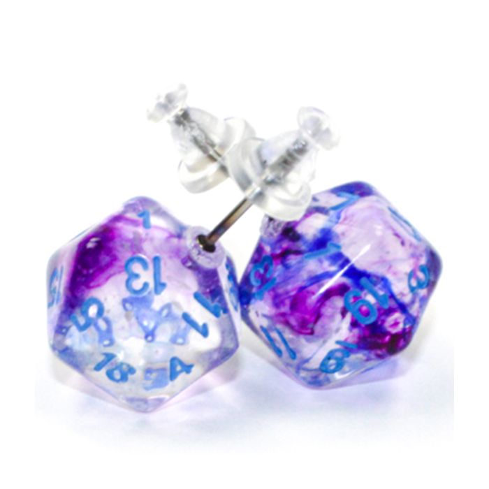 Stud Earrings Nebula Nocturnal Mini D20 Pair - Cats In Hat Inc.