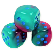 D6 Single 30mm Gemini Luminary Gel Green Pink With Blue Pips - Cats In Hat Inc.