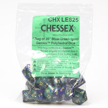 Assorted Bag Of Gemini Blue And Green With Gold (20) - Cats In Hat Inc.
