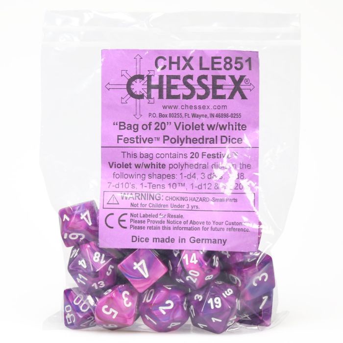Assorted Bag Of Festive Violet With White (20) - Cats In Hat Inc.