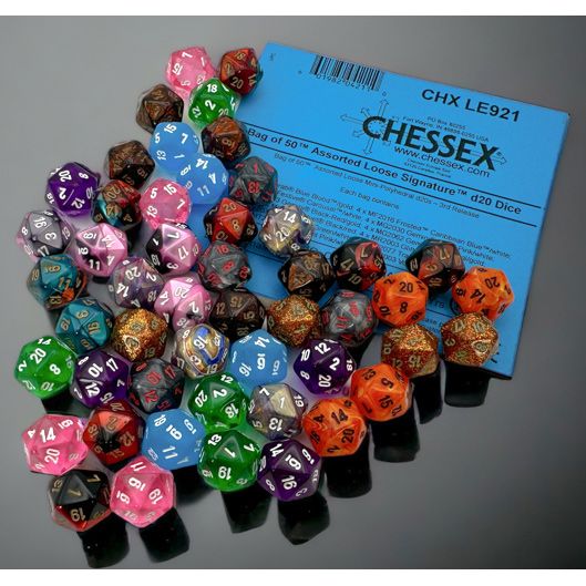 Bag Of 50: Mini Assorted Loose D20s 3rd Release