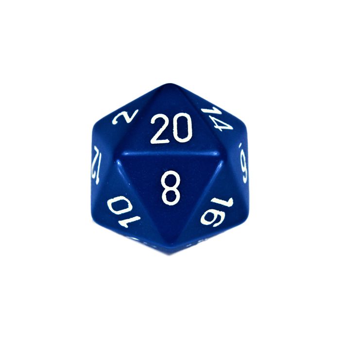 D20 Single 34mm Opaque Blue With White - Cats In Hat Inc.