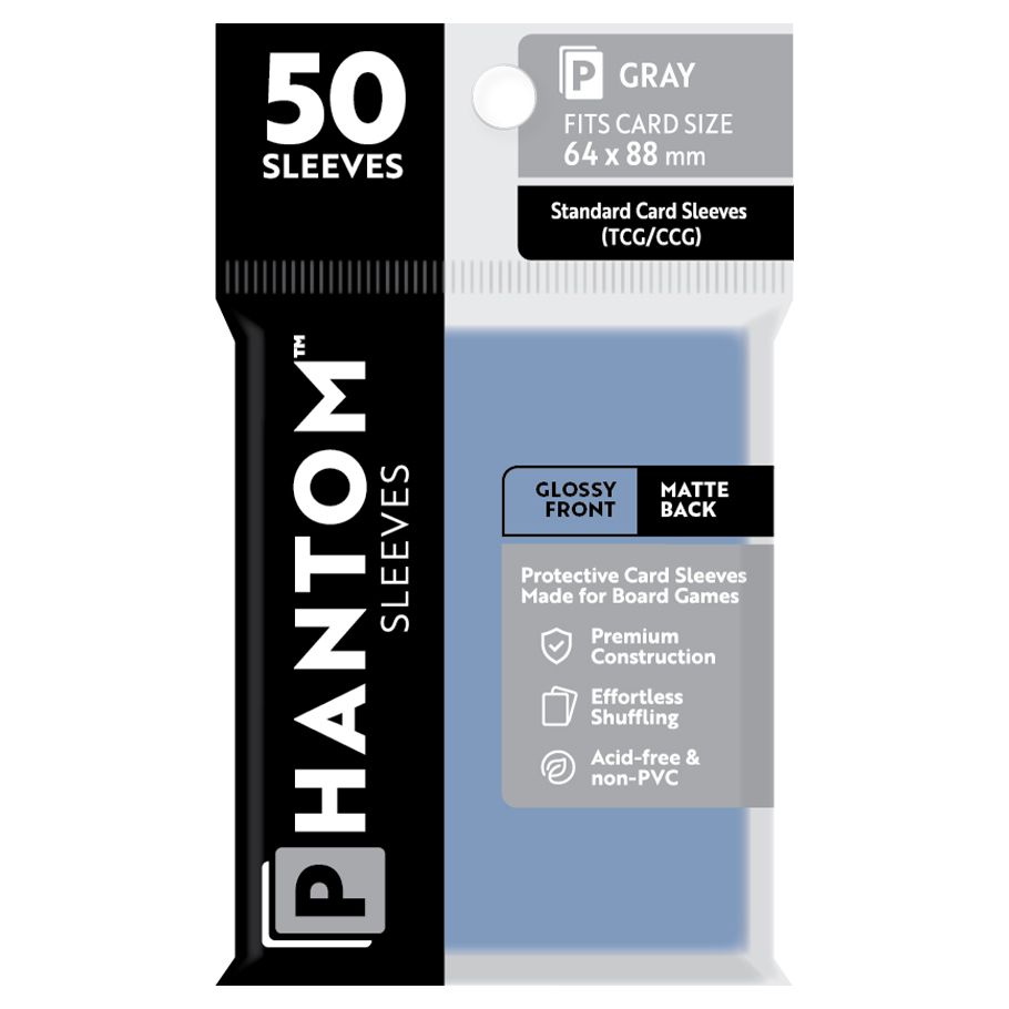 Deck Protector: Phantom Sleeves: Gloss/Matte Gray Size (64mmX88mm) (50) - Cats In Hat Inc.