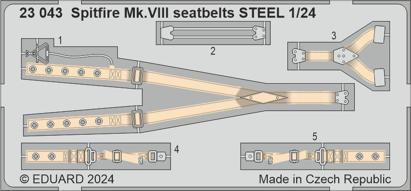 1/24 Aircraft- Spitfire Mk VIII Seatbelts Steel for ARX (Painted)