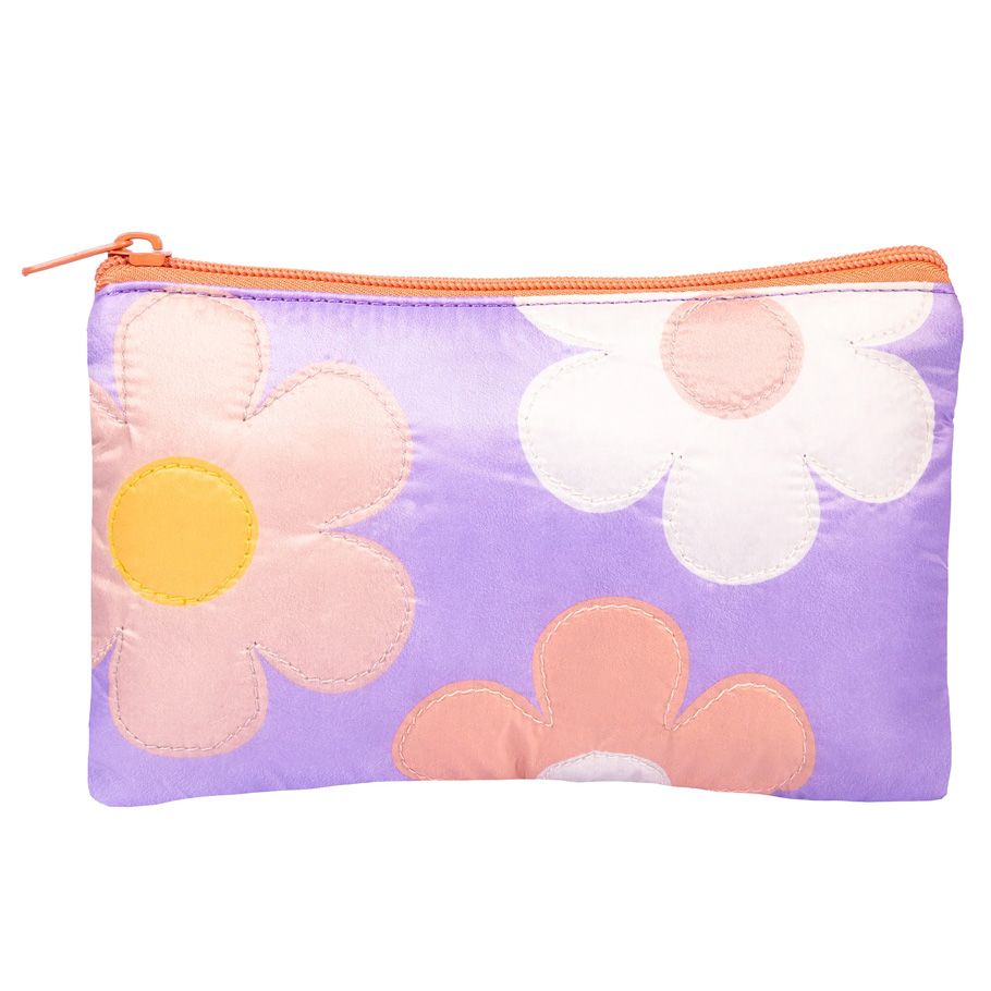 Flora: Daisy Puffer Pouch: Purple