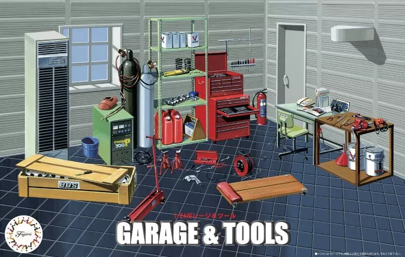 1/24 Garage (Wall Sections/Base) & Tools Set