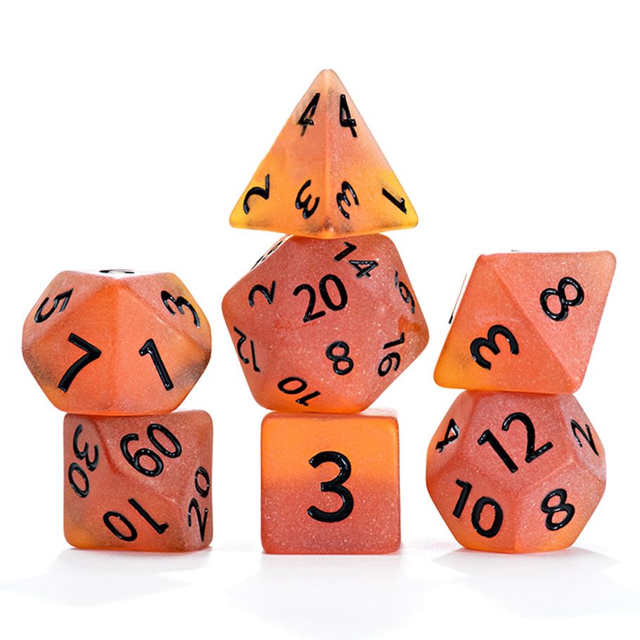 7-Set Cube Sea Glass Dice: Firebrand By Gate Keeper Games
