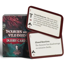 D&D 5E: Injuries & Vile Deeds: PC Injury Reference Cards By Lone Colossus