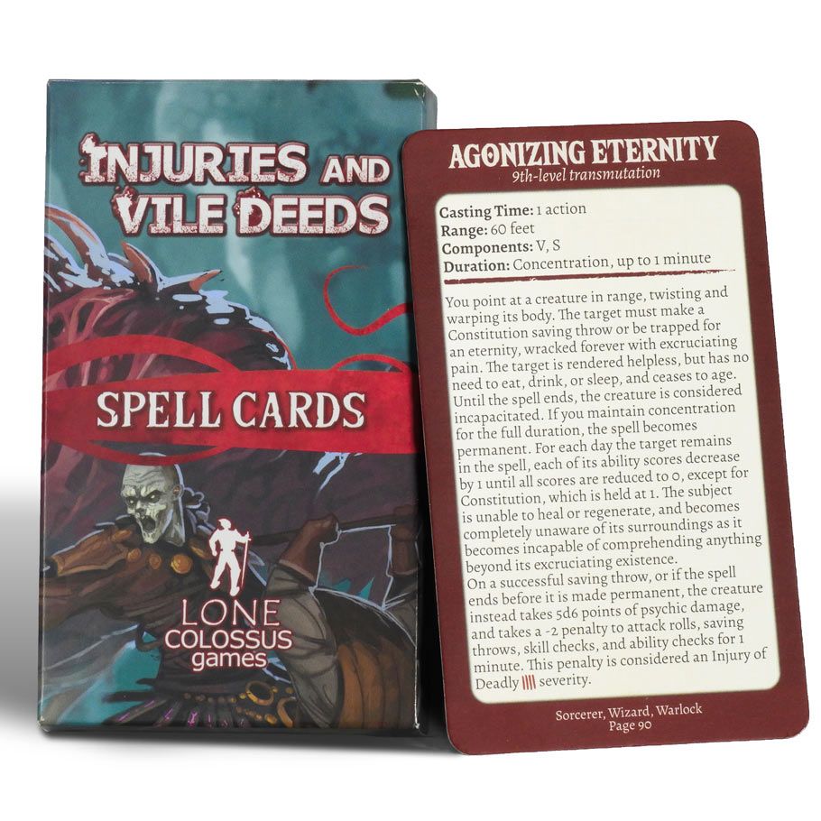 D&D 5E: Injuries and Vile Deeds Spell Cards By Lone Colossus