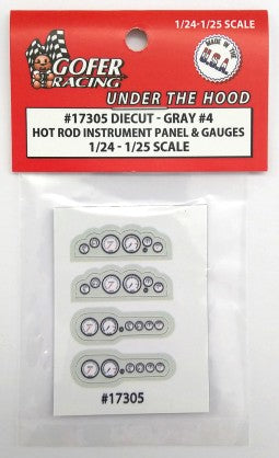 1/24-1/25 Hot Rod Instrument Panel & Gauges Gray #4 (Diecut Plastic)