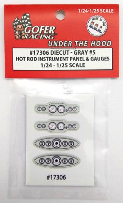 1/24-1/25 Hot Rod Instrument Panel & Gauges Gray #5 (Diecut Plastic)