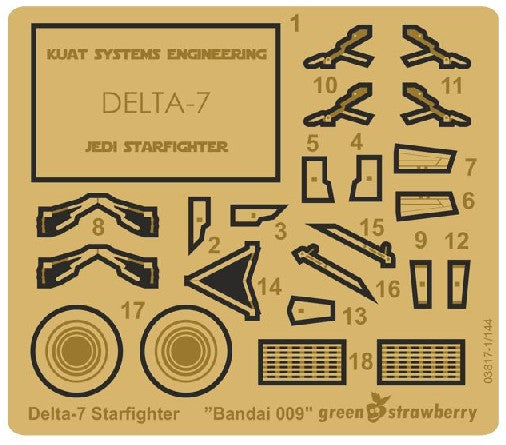 1/144 Star Wars Clone War Delta-7 Jedi Starfighter Detail Set for BAN (Photo-Etch)