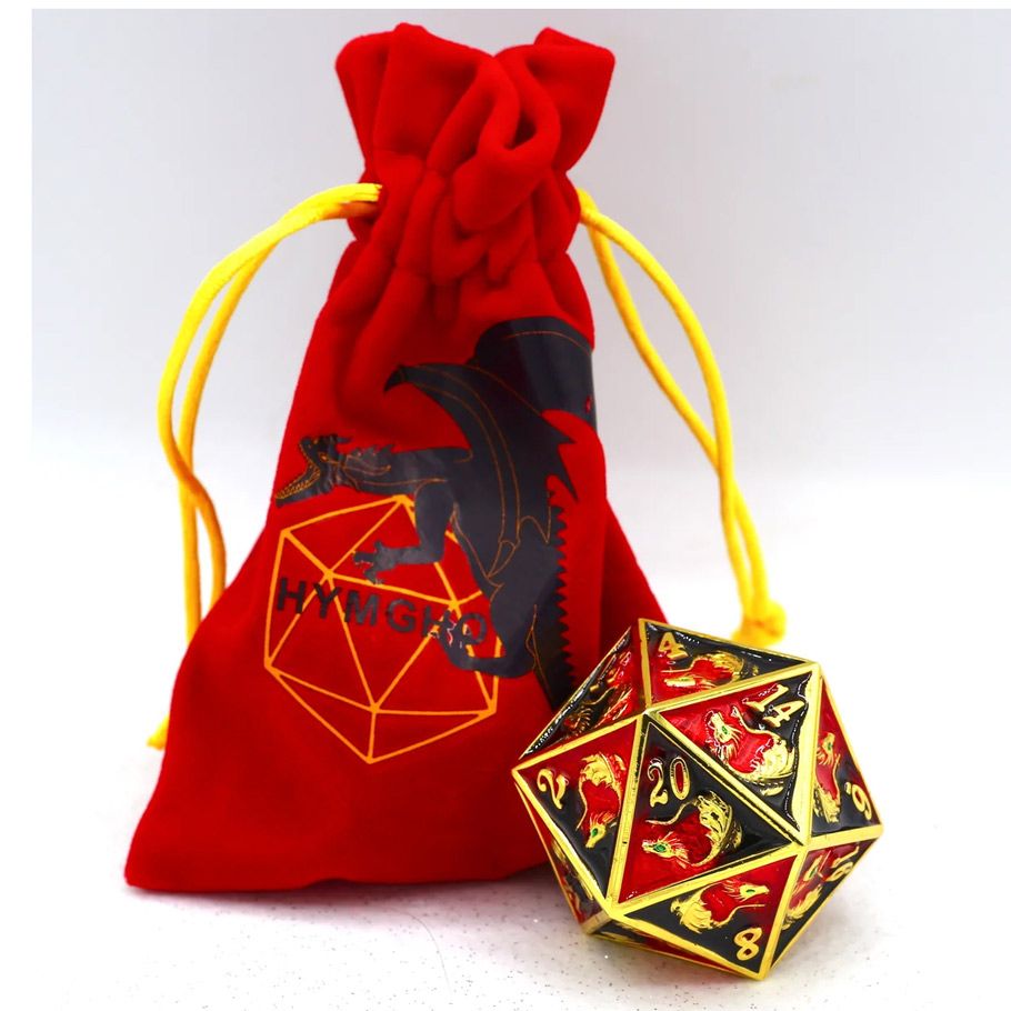 D20 45mm Dragon: Red/Black With Gold