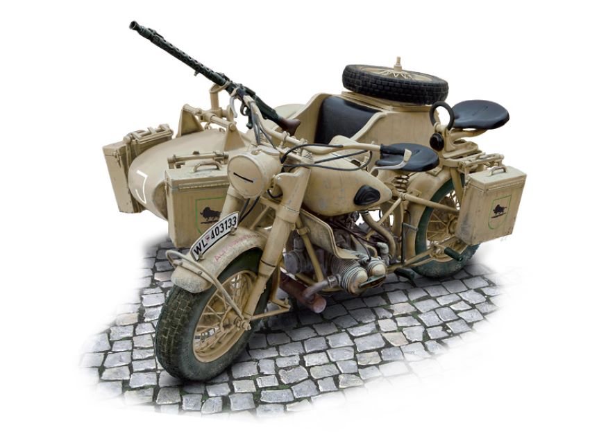 1/9 BMW R75 German Military Motorcycle w/Sidecar