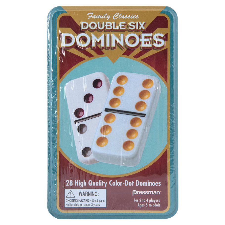 Double Six Color Dot Dominoes In Tin - Cats In Hat Inc.