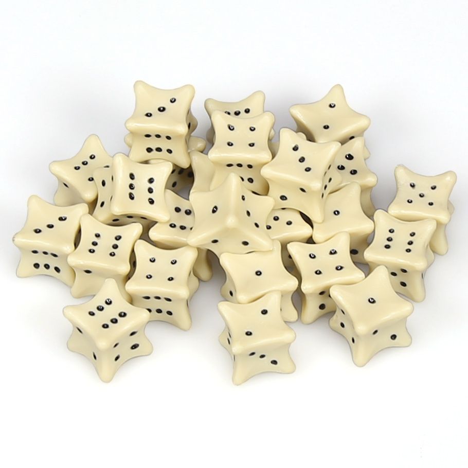 D6 Box 18mm Bone (25)