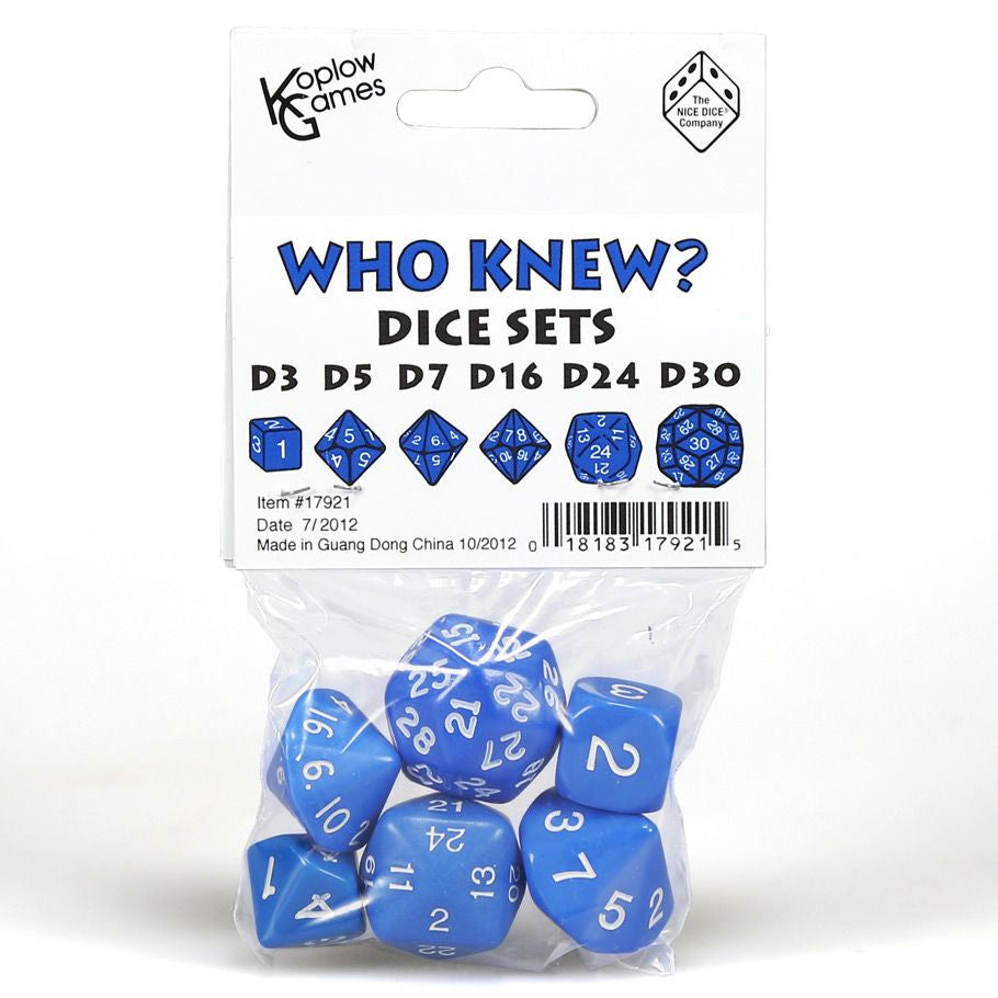 6-Set Who Knew? Blue With White