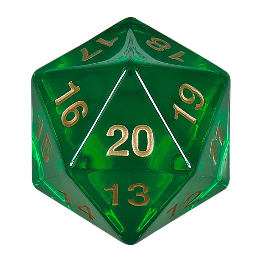 D20 Single 55mm Countdown Emerald With Gold