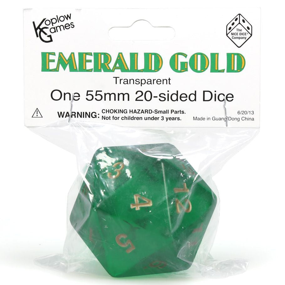 D20 Single 55Mm Countdown Emerald With Gold (Bagged)