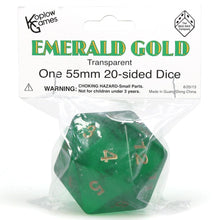 D20 Single 55Mm Countdown Emerald With Gold (Bagged)