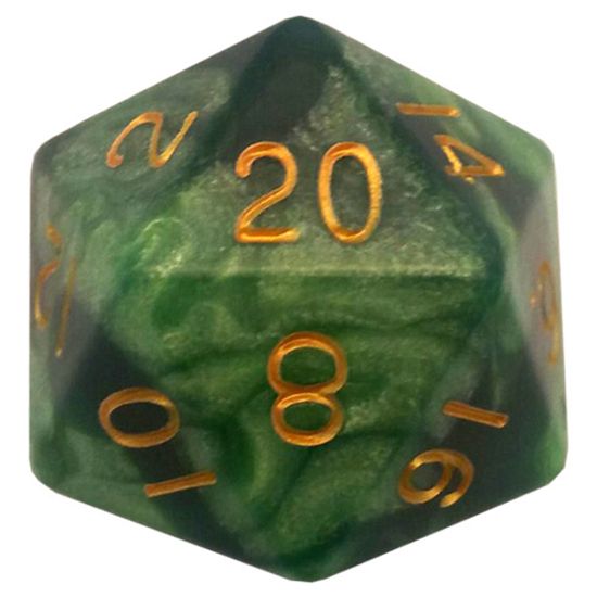 d20 Single 35mm Mega Green and Light Green with Gold
