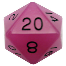 d20 Single 35mm Mega Glow in the Dark Purple with Black