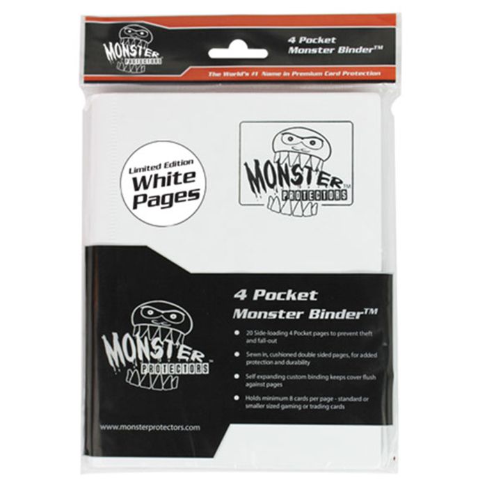 Binder: 4-Pocket Monster Matte White With White Pages - Cats In Hat Inc.