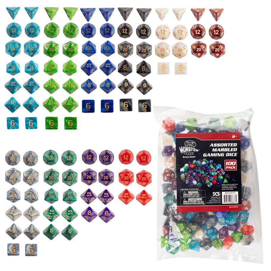 Marbled Dice Bulk Value Set Assortment (100) By Monster Protectors
