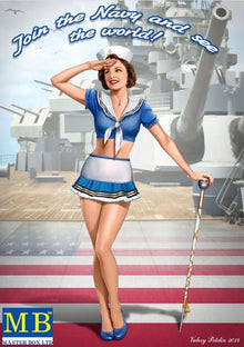 1/24 Suzie USN Pin-Up Girl Standing Holding Performer Cane Saluting