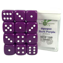 D6 Cube 18mm Opaque Dark Purple With White With Pips (12) - Cats In Hat Inc.