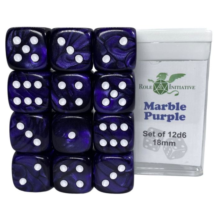 D6 Cube 18mm Marble Purple (12)