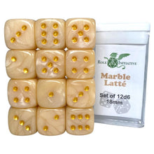 D6 Cube 18mm Marble Latté (12) - Cats In Hat Inc.
