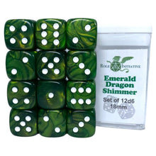 D6 Cube 18mm Emerald Dragon Shimmer (12) - Cats In Hat Inc.