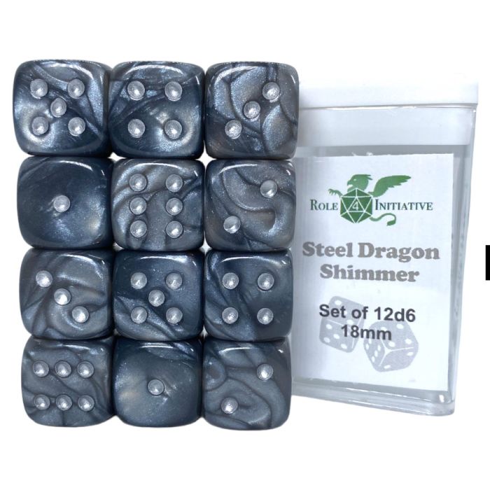 D6 Cube 18mm Steel Dragon Shimmer (12)