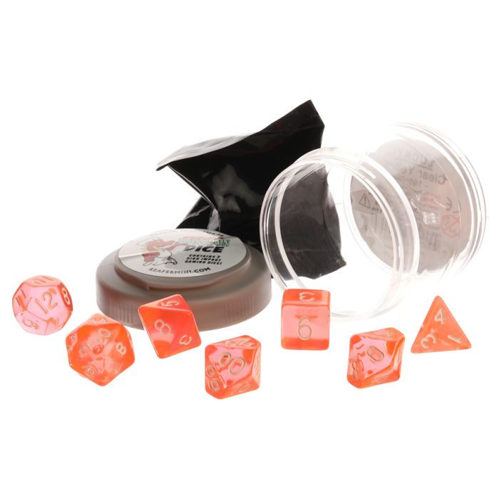 Pizza Dungeon Dice: Lucky Clear Orange With White