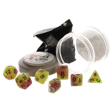 Pizza Dungeon Dice: Glow Yellow & Purple with Black