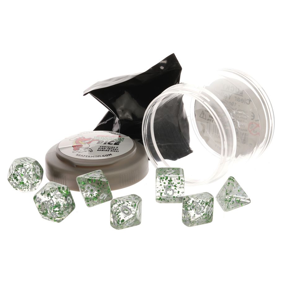 Pizza Dungeon Dice: Glitter Green with White