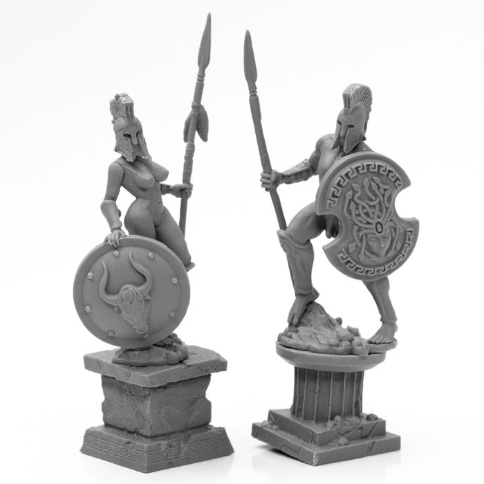 Bones Black: Amazon And Spartan Living Statues (Bronze)