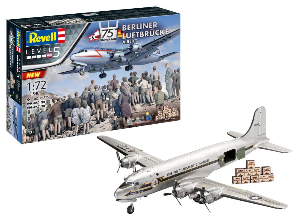 1/72 Berliner Luftbrucke USAF Airlift Troop Carrier Aircraft 75th Anniversary w/wooden boxes paint & glue