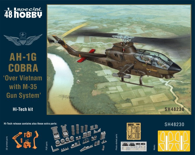 1/48 AH1G Cobra US Army Over Vietnam Helicopter w/M35 Gun System (Hi-Tech)