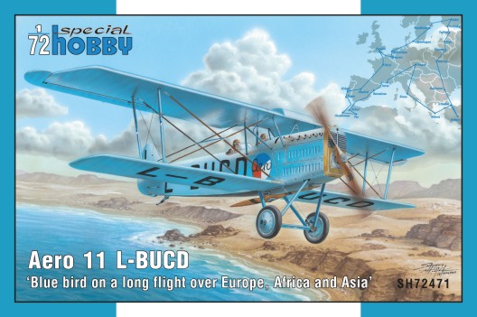 1/72 Aero 11 L-BUCD Blue Bird Flight over Europe/Africa/Asia Two-Seater BiPlane