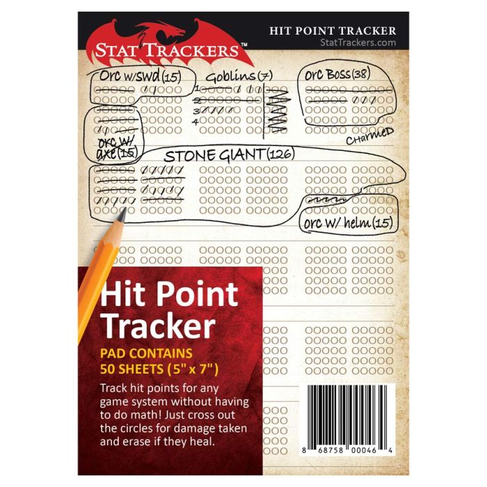 Stat Trackers: Hit Point Trackers - Cats In Hat Inc.